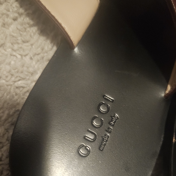 GUCCI Calfskin GG Marmont Thong Sandals 37.5 Vintage Bordeaux - Picture 3 of 5